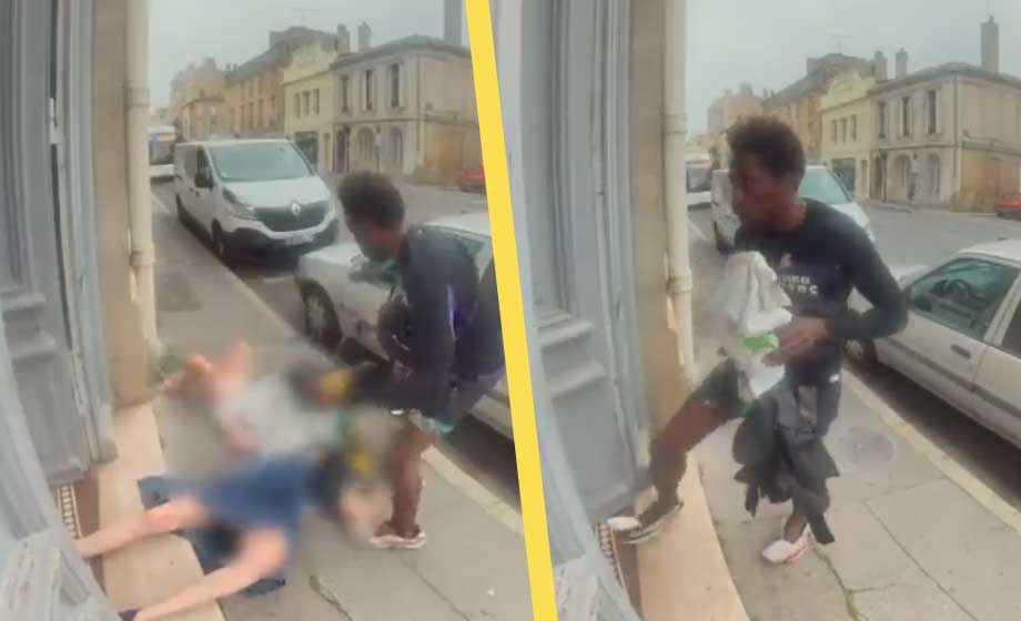 VIDEO: Migrant attackerar mor och dotter