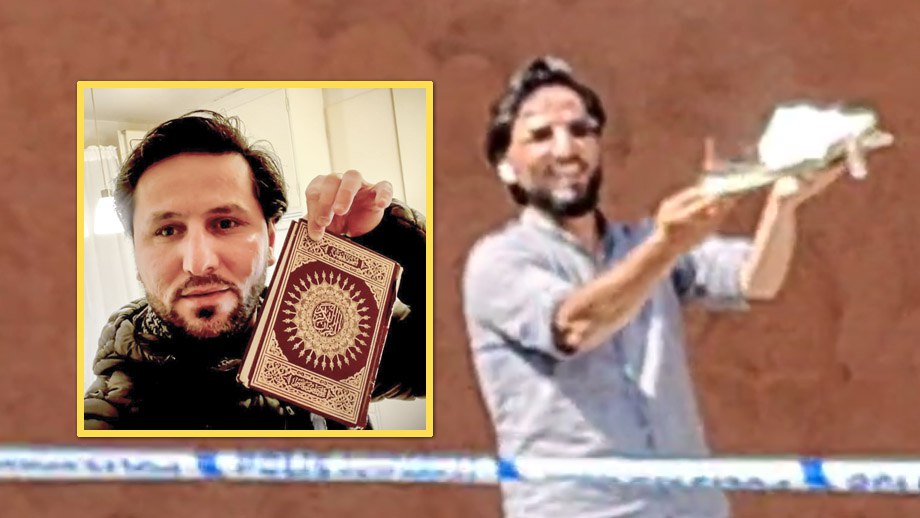 Irakier bränner koranen utanför moskén på Södermalm