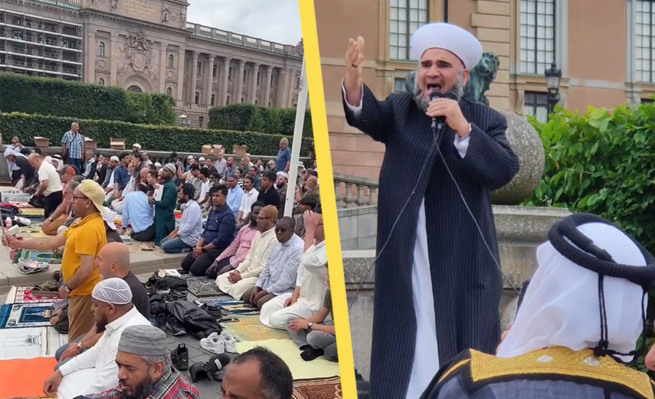 VIDEO: Muslimsk protest utanför riksdagen – förbjud koranbränning