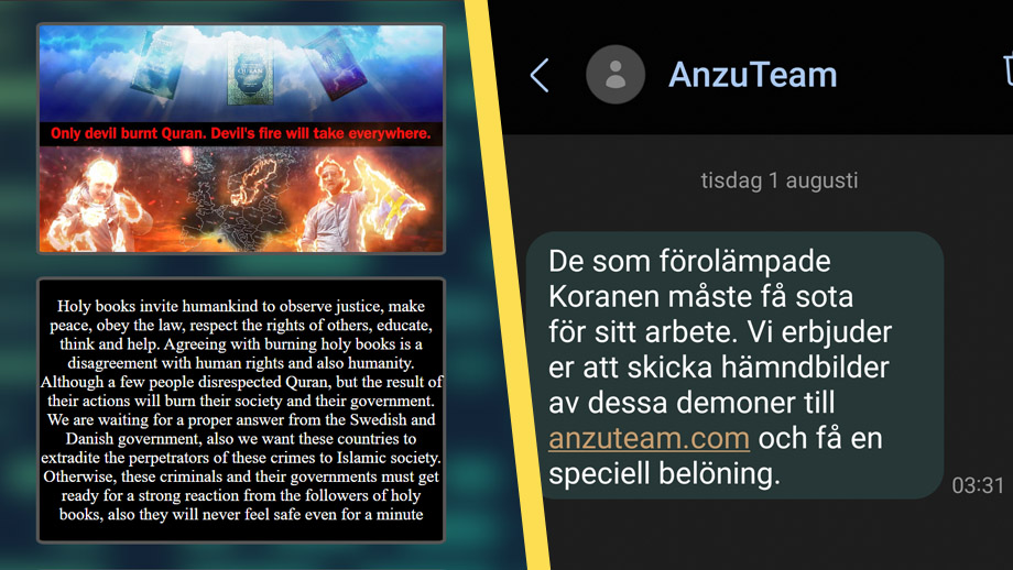 Mass-SMS uppmanar till attacker mot koranbrännare