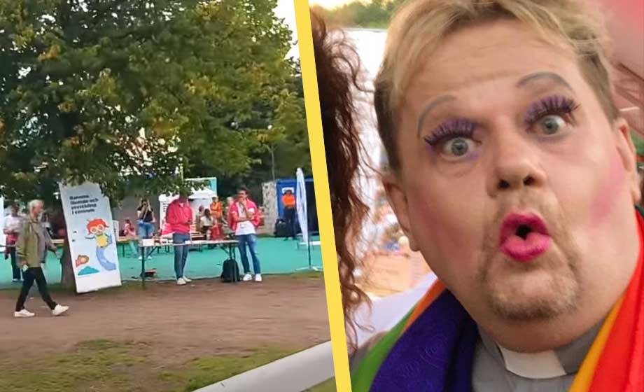 SR: Man med megafon ’attackerade’ barn på sagostund med dragqueen-präst