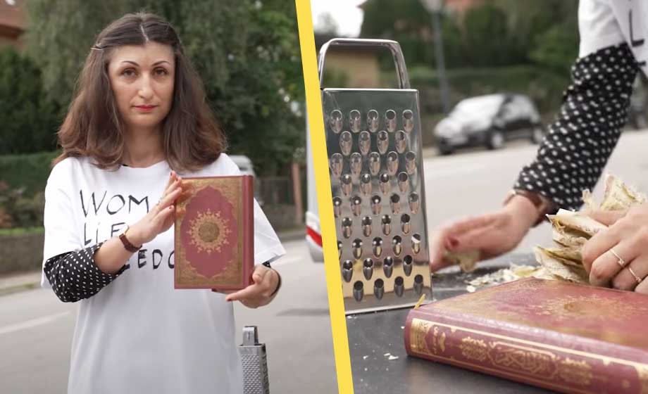 Iransk konstnär rev sönder koranen utanför iranska ambassaden