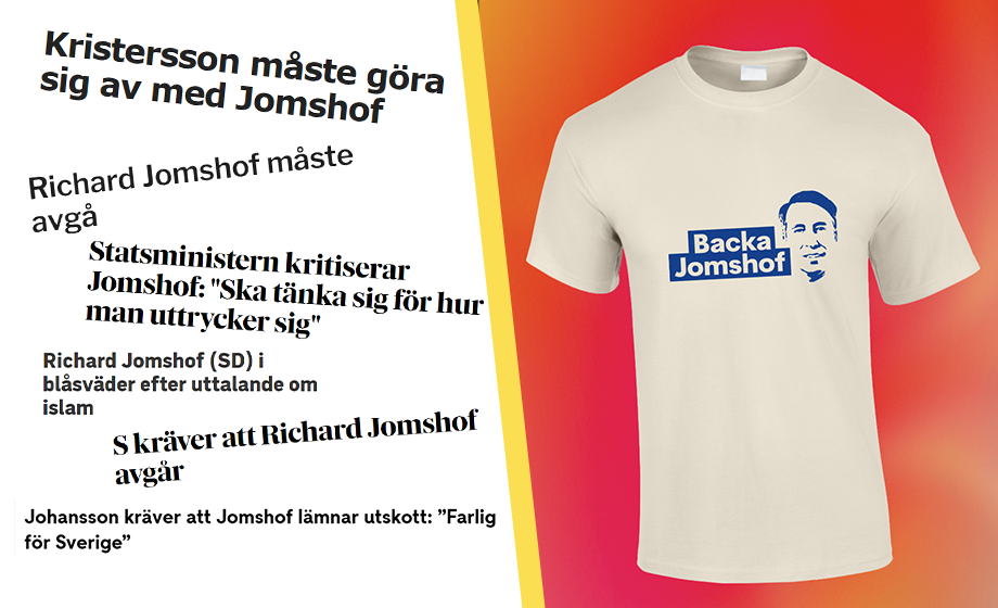 Visa ditt stöd för Jomshof med vår t-shirt