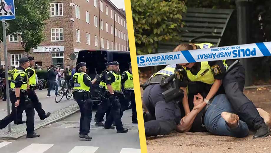 Kaos när muslimska våldsverkare stormade koranbränning i Malmö