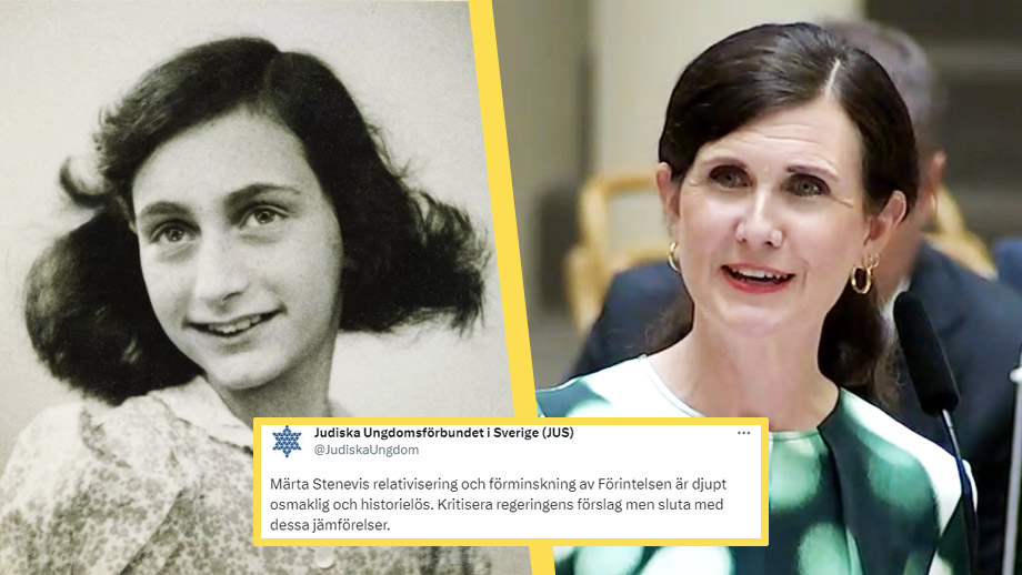 Reaktioner när Märta Stenevi (MP) jämför Anne Frank med illegala invandrare