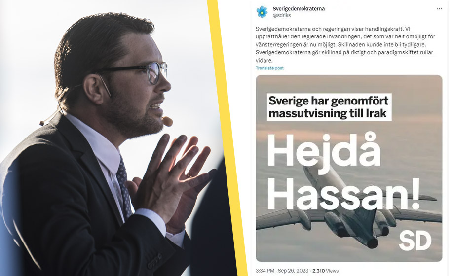 SD tog bort ”Hejdå Hassan!”-inlägg