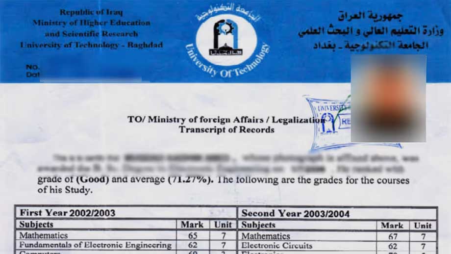 Irakier försökte fuska till sig ingenjörsexamen