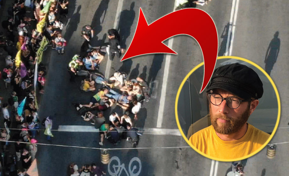 Miljöpartist blockerade trafiken – frias av vänsterpolitiker pga ”klimatkris”