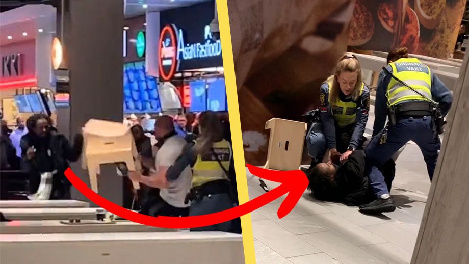 VIDEO: Slåss med stolar i köpcentret