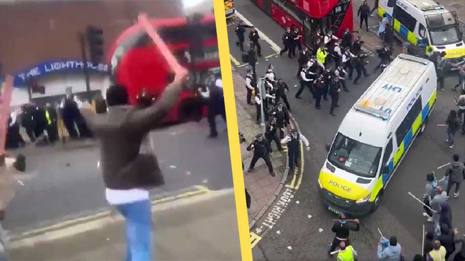 Krigsliknande scener när eritreaner attackerade varandra och polis med påkar