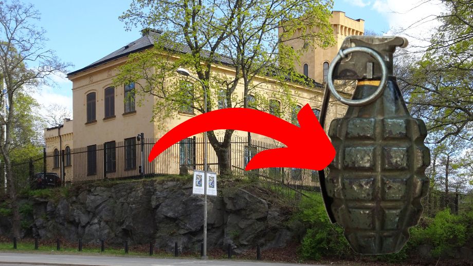 Granat påträffad vid Israels ambassad i Stockholm