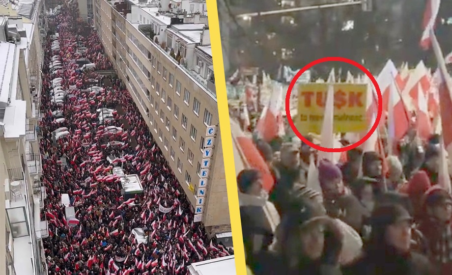 Hundratusentals protesterar mot liberala styret i Polen