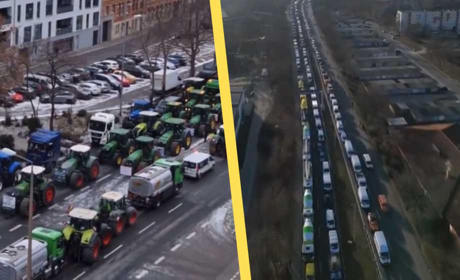 Tyska bönder fortsätter med massiva protester