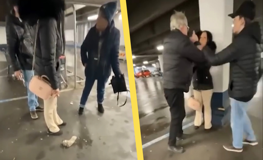 VIDEO: Äldre kvinna traskasseras i parkeringshus – ”Jävla hora”