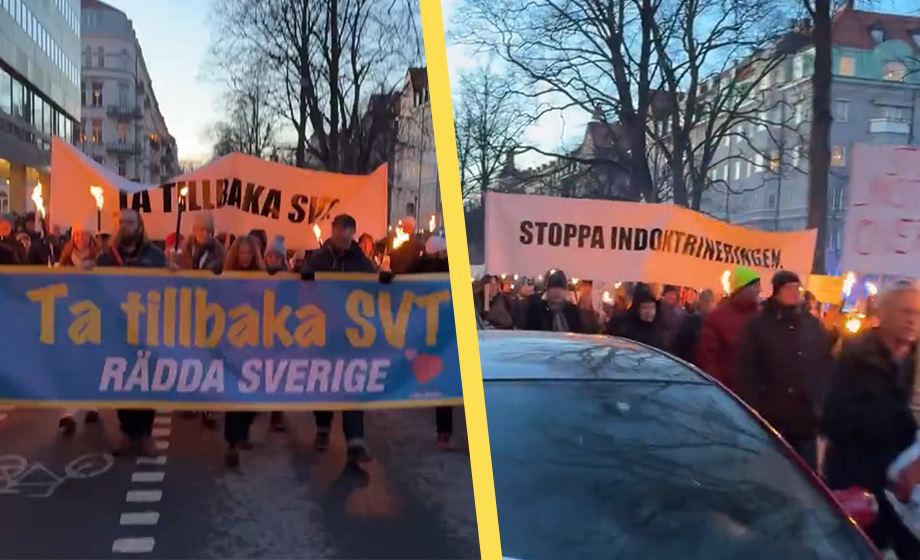 VIDEO: Stor demonstration mot SVT och SR