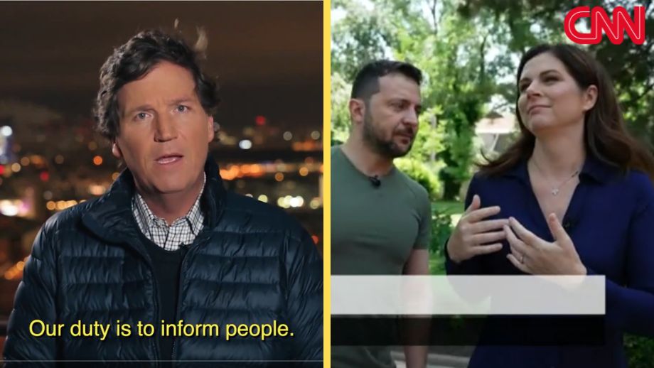 CNN attackerar Carlsons Putin-intervju: ”Inte journalist” – nu hånas tv-bolaget för sin Zelenskyj-intervju
