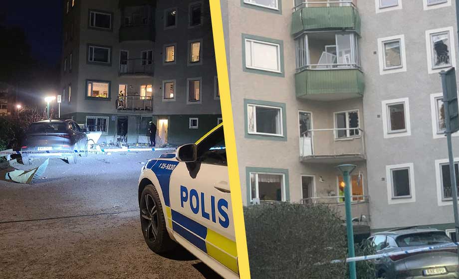Stora skador efter bombdåd vid flerfamiljshus