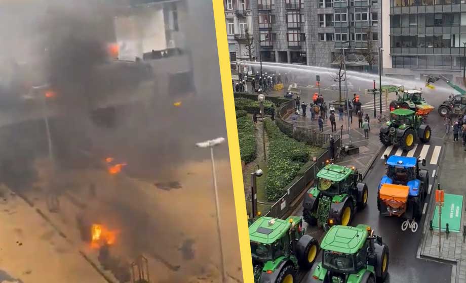VIDEO: Våldsamt bondeuppror i Bryssel