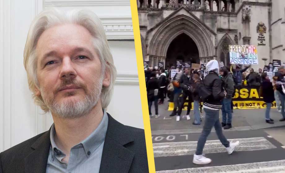Protester mot utlämning av Julian Assange till USA