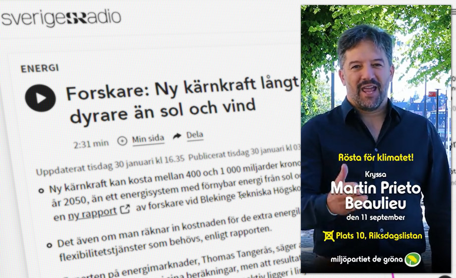 Riksdagskandidat för Miljöpartiet bakom kärnkraftskritisk ”rapport”