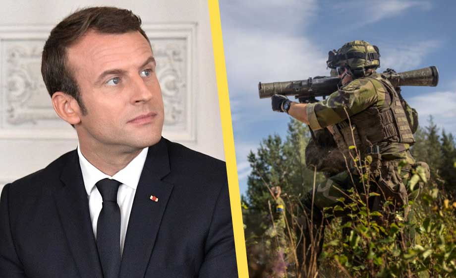 Macron: Skicka soldater till Ukraina inte uteslutet