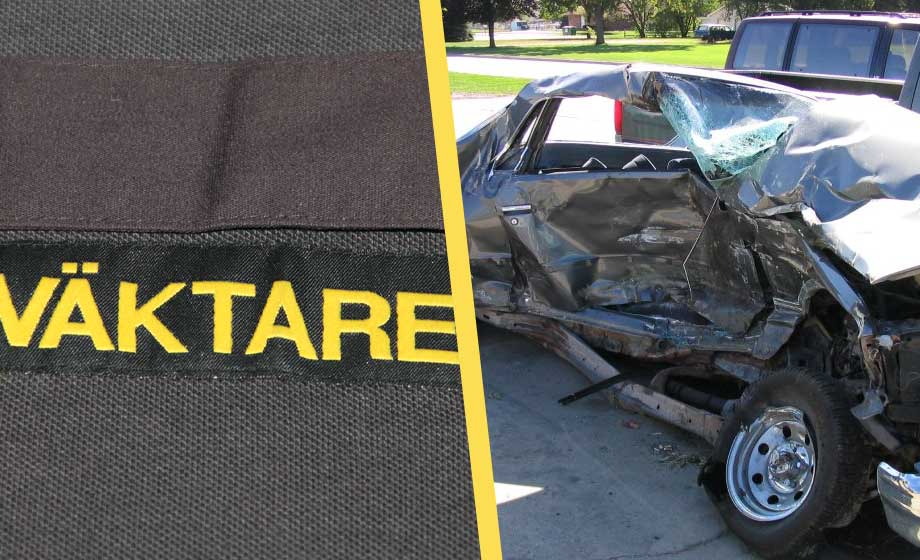 Krockade elbilar bevakas av väktare – kan vara livsfarliga