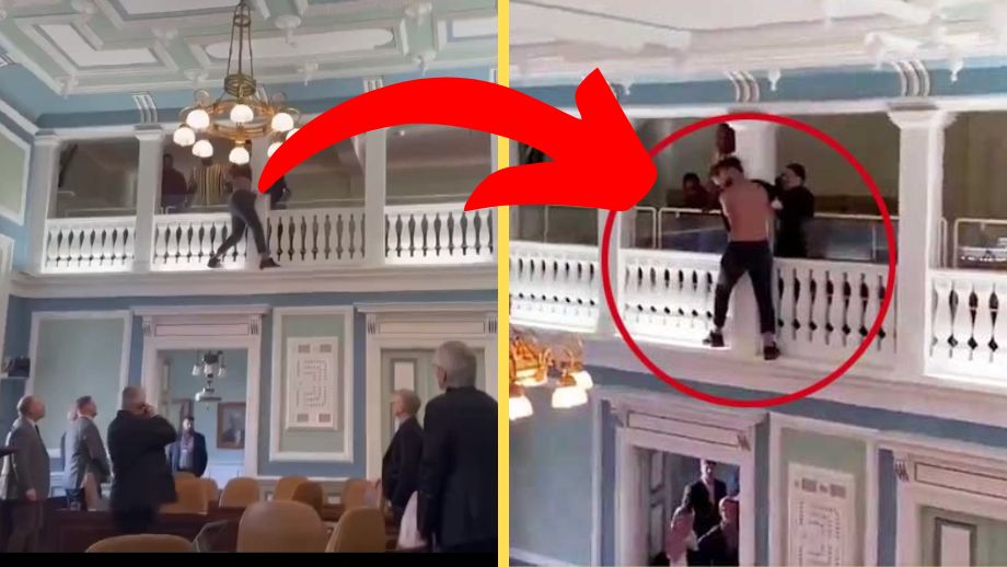 VIDEO: Se asylsökarens kaos i parlamentet