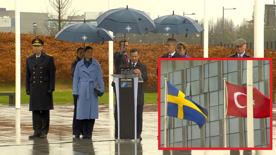 VIDEO: Svenska flaggan hissas vid Natohögkvarteret