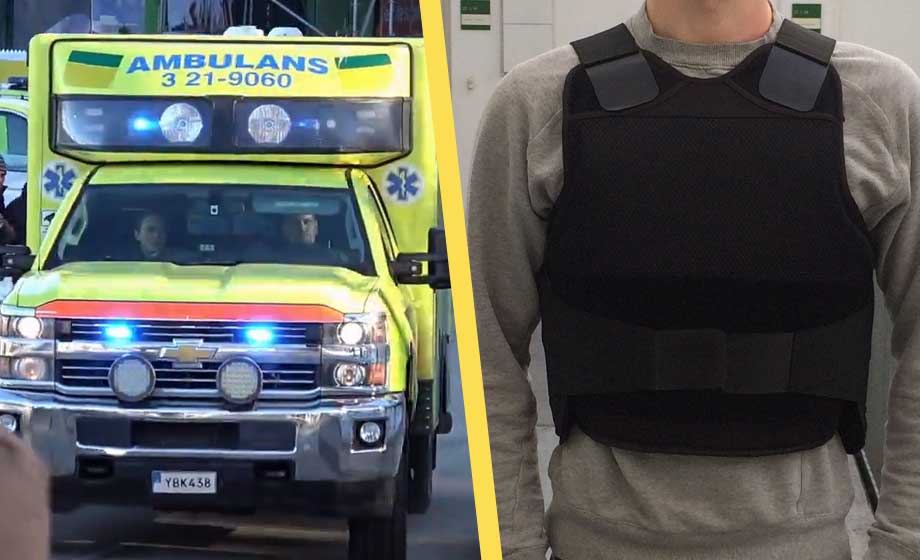 Ambulans rustar mot gängkrig med skottsäkra västar