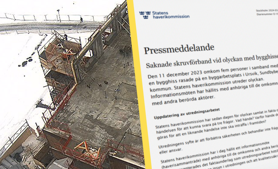 Haverikommissionen: Hissras orsakades av saknade skruvar