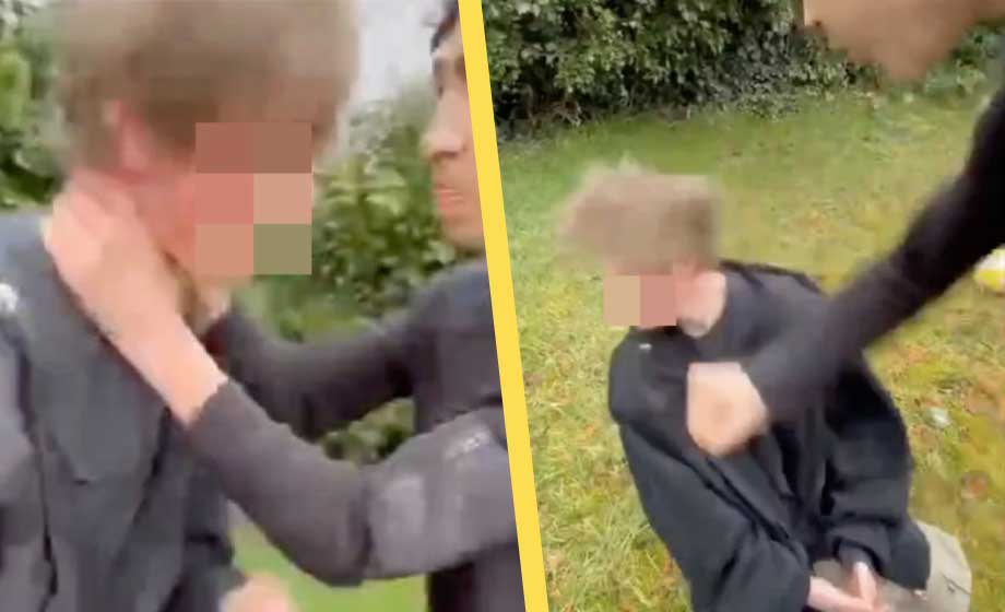 VIDEO: Migranter misshandlar 12-åring – tvingas ned på knä