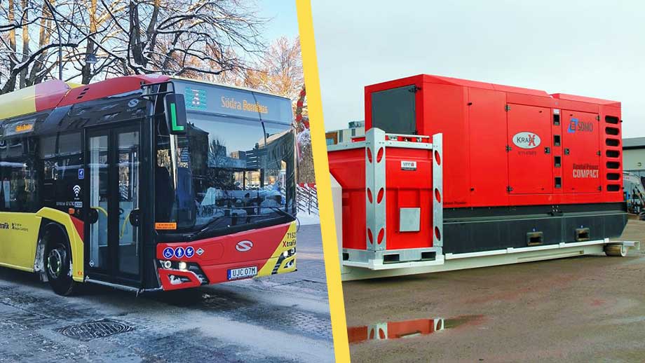 Klimatbluffen: Elbussar laddas med dieselaggregat