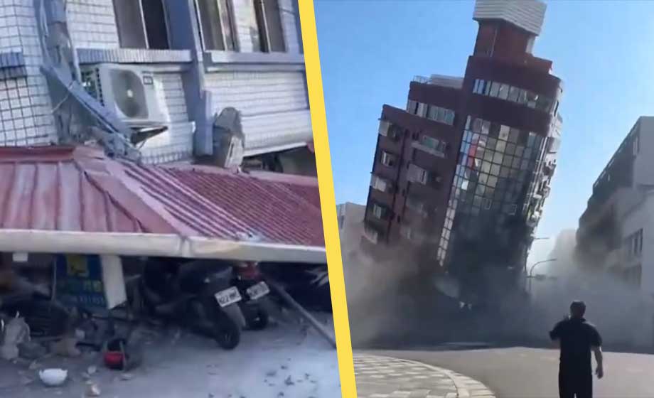 VIDEO: Kraftig jordbävning i Taiwan – byggnader kollapsade