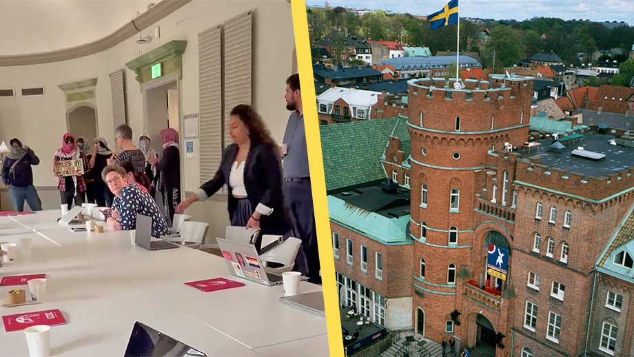 Hamas-sympatisörer stormade kommunstyrelsens möte