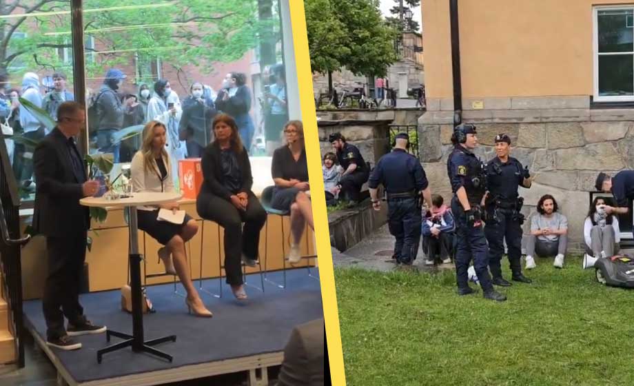 VIDEO: Anti-israelisk mobb störde möte med Ebba Busch – flera gripna