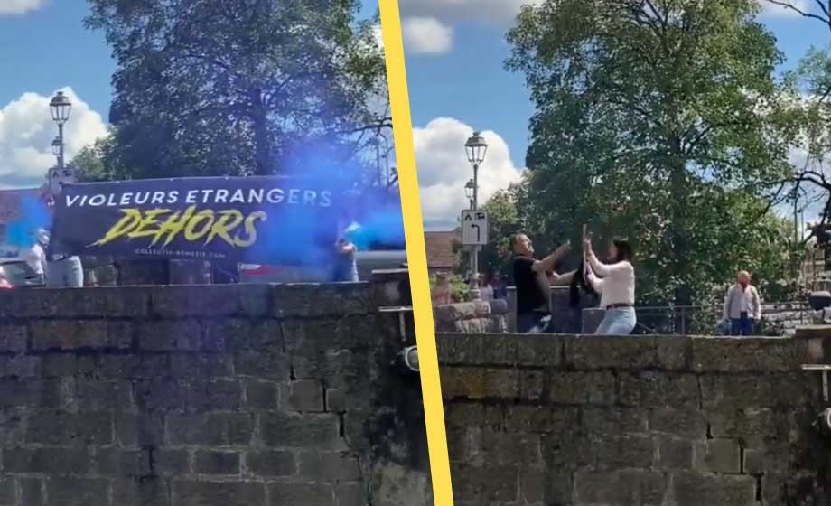 VIDEO: Protesterar mot utländska våldtäktsmän – attackeras av vänstern