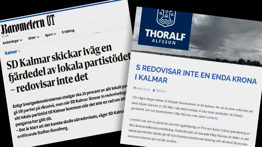 Barometern kritiseras för hyckleri – granskar endast SD:s partistöd