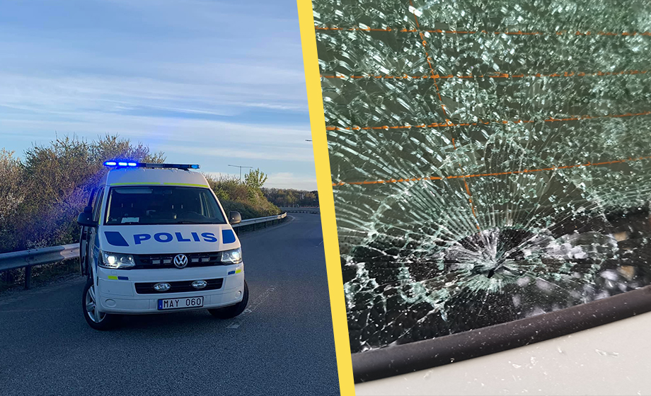 Bil beskjuten i Stockholmstrafiken