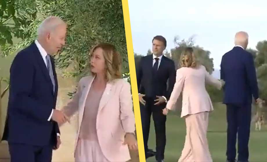 VIDEO: Här börjar Biden vandra bort under möte – räddas av Meloni