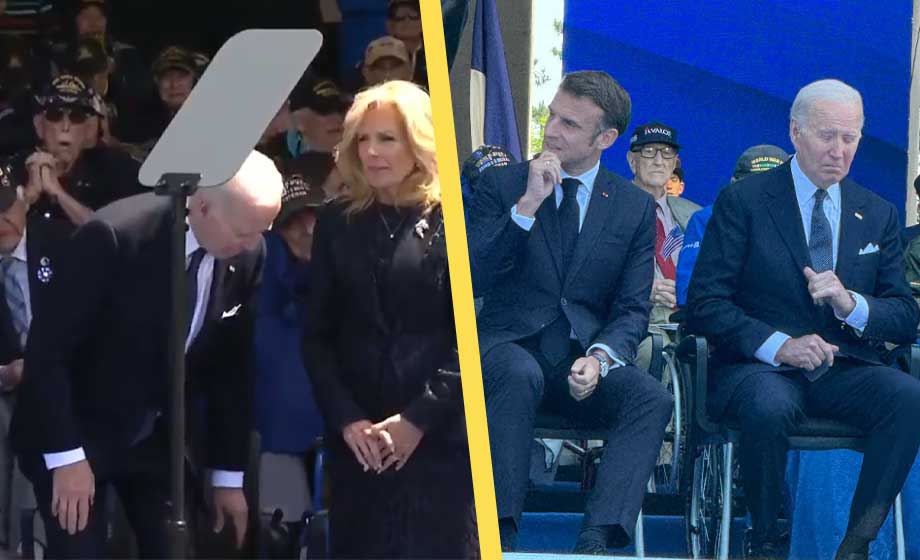 Joe Biden skapar rubriker med udda beteende under ceremoni