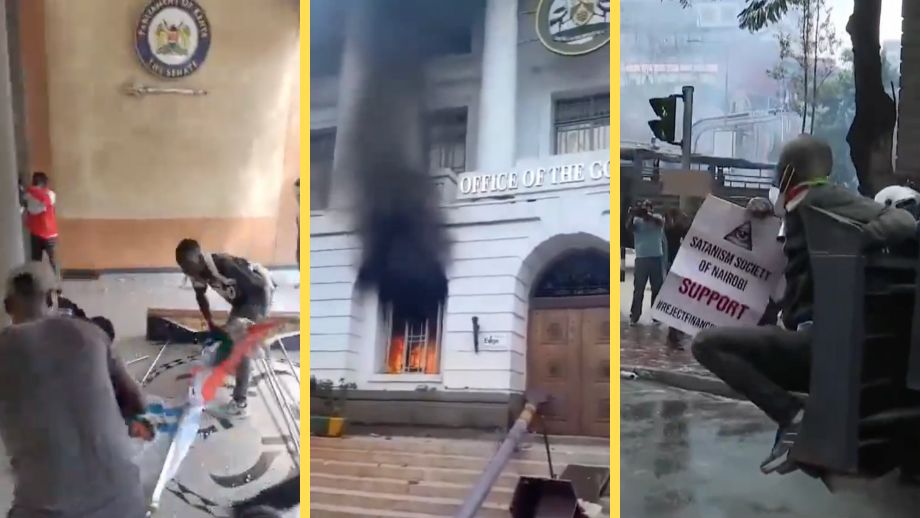 Kenyaner protesterar mot skattehöjningar – bränner parlamentet