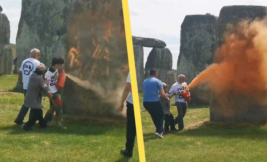 Klimatextremister attackerar unikt världsarv med färg