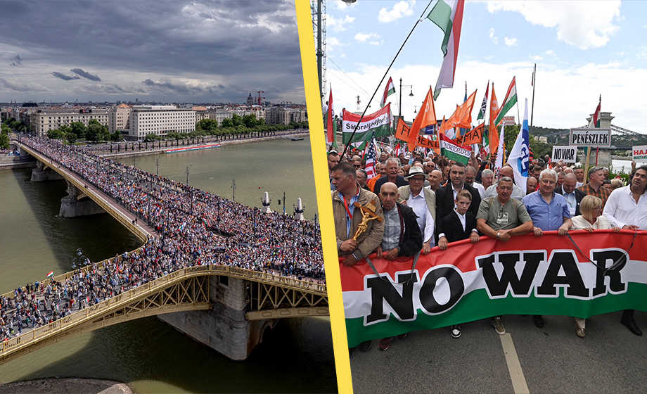 VIDEO: Orban talade vid fredsmarsch – ”Anhängare av kriget har blivit berusade”