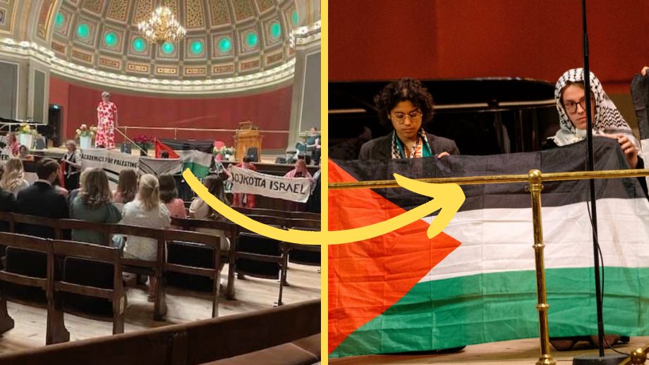 Examensceremoni stormades av Gaza-aktivister – 13 personer åtalas