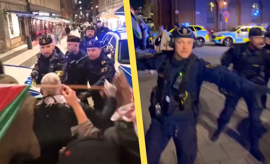 VIDEO: Polisen använder pepparspray mot Gaza-aktivister