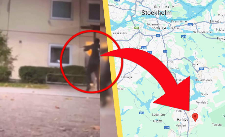 VIDEO: Här beskjuts lägenhet i Stockholmsförort