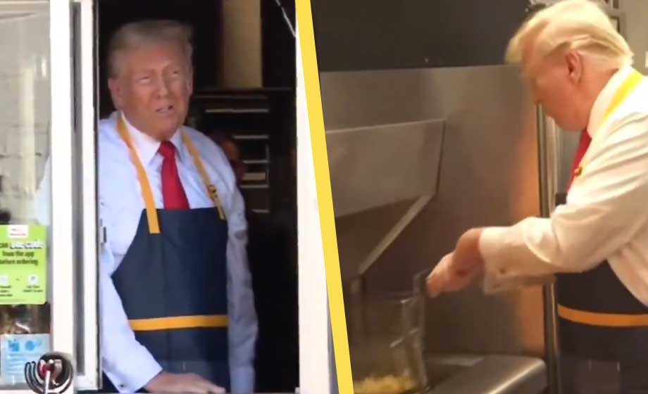 Trump jobbade på McDonald’s – hånade Harris