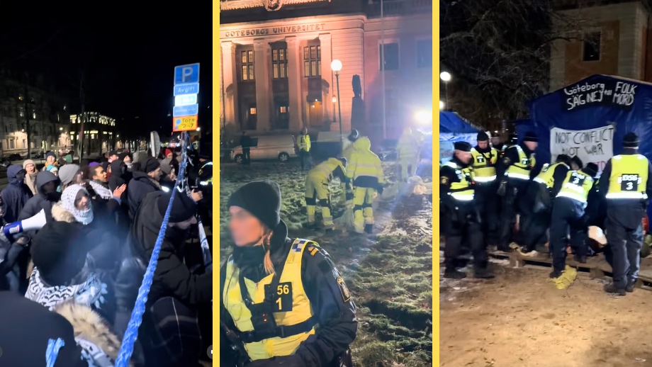 Här rivs pro-palestinska tältlägret i Göteborg