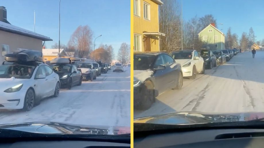 Elbilskaos i fjällen: Flera hundra meter lång kö för att ladda bilen